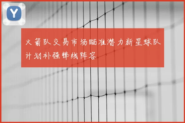 火箭队交易市场瞄准潜力新星球队计划补强锋线阵容